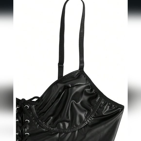 whimsigoth,grunge,dark fairy NEW Black Lace-Up sleeveless Bodysuit size Medium - Picture 5 of 8